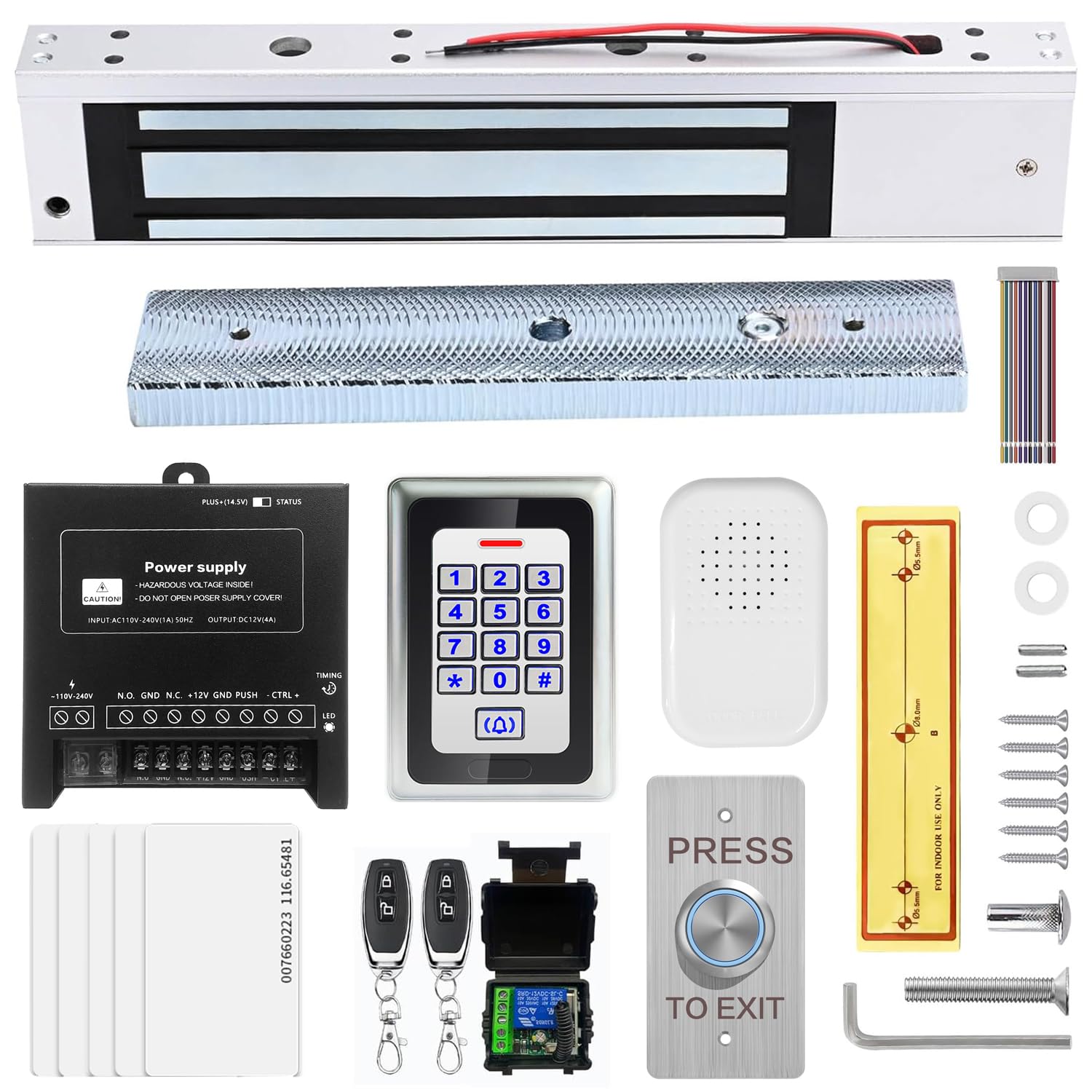 Kit de système de contrôle d'accès avec serrure électromagnétique 272kg et clavier métal