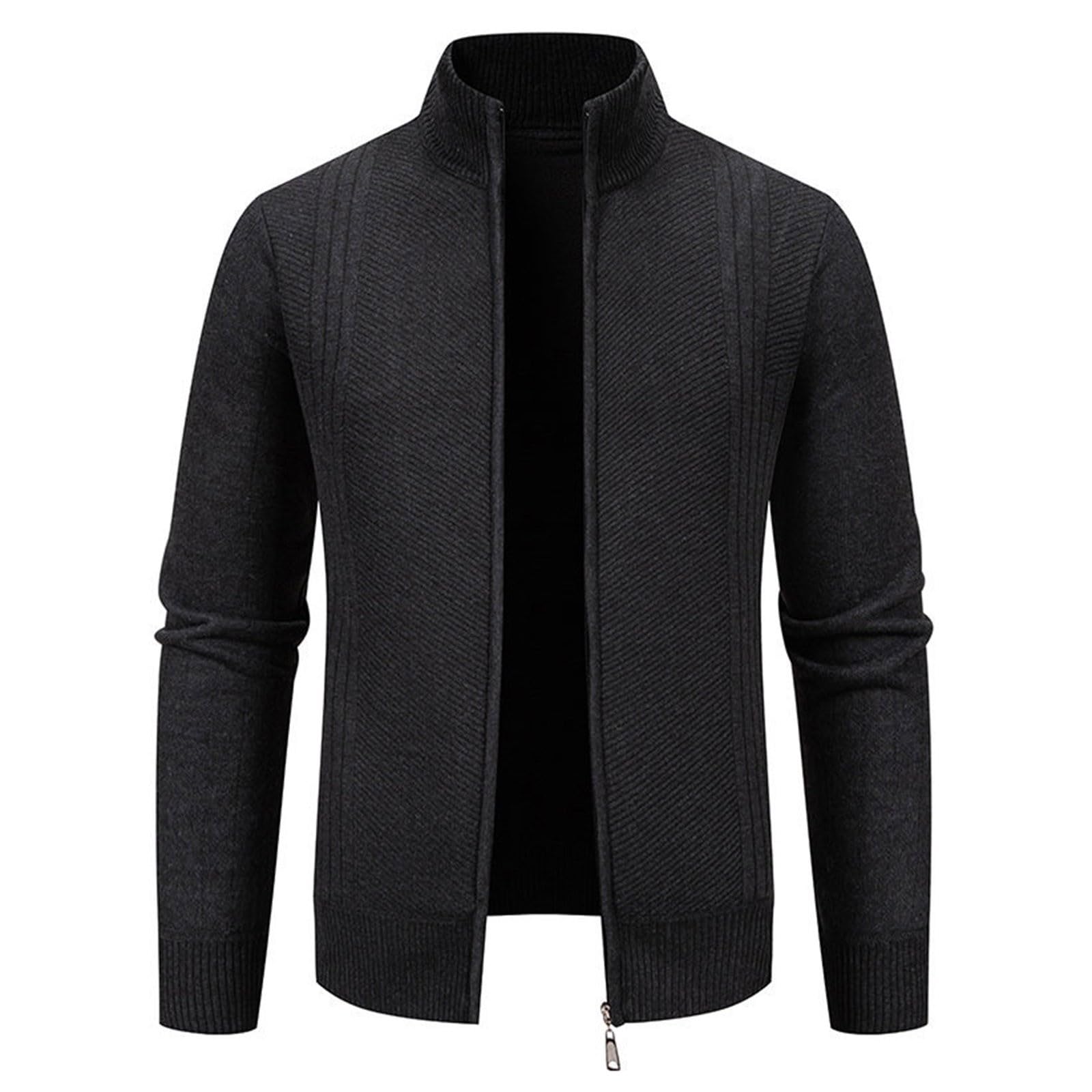 Pull Zipper Homme, Pull Camionneur Homme Hiver Pull d'hiver à Col Montant Cardigan DéContracté à La Mode Veste TricotéE pour L'ExtéRieur Saison d'automne