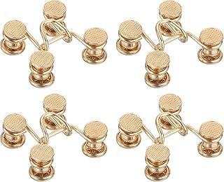 uxcell Pants Waist Tightener, 4 Sets Adjustable Buttons for Jeans, Waist Extender Buckle Set, Waistband Button Pins for Jeans Pants Skirts Sleeves (Gold)