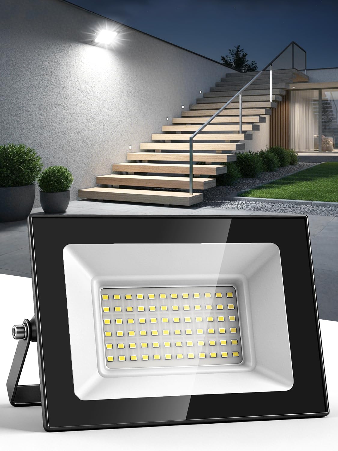 Litglobe 50W LED Floodlight Outdoor,5000LM Super Bright LED Security Lights,6500K Cold White Flood Lights Outdoor,IP66 Waterproof Outside Lights,Outdoor Light for Yard Garden Garage