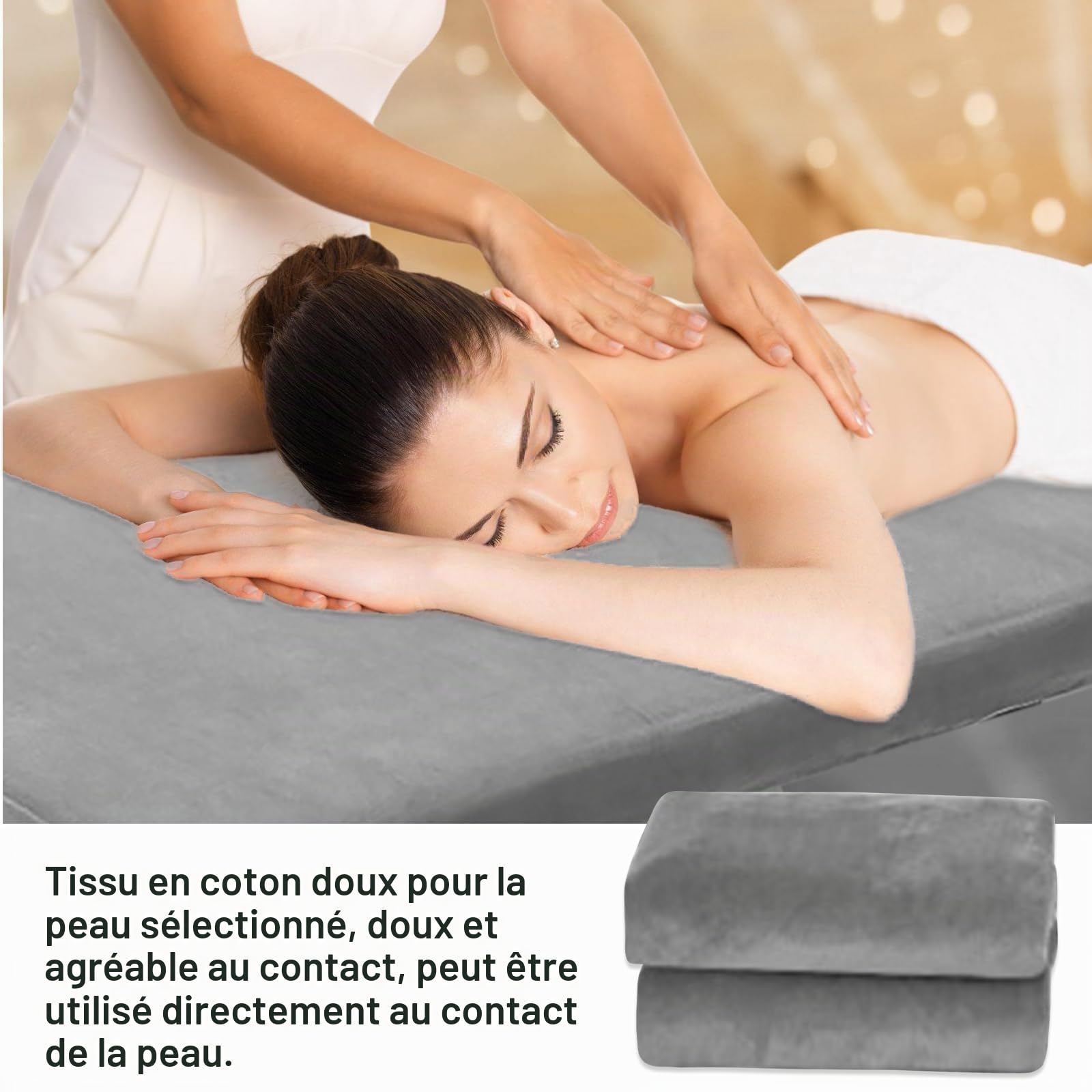 Lot de 2 housses pour table de massage : 80 x 190 cm - Housse pour table de massage résistante à l'huile - Lavable avec trou - Housse de massage élastique pour tables cosmétiques, spa, bancs de