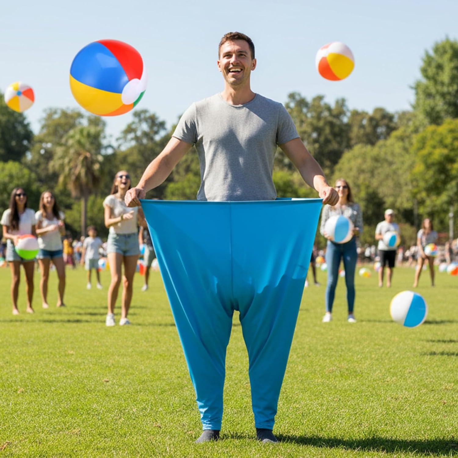 12PCS Granny Pants Yard Game Set - Giant Outdoor Party Game with 2 Big Pants, 8 Bouncy Balls & 2 Pumps for Family Reunions, Backyard BBQ & Team Field Day