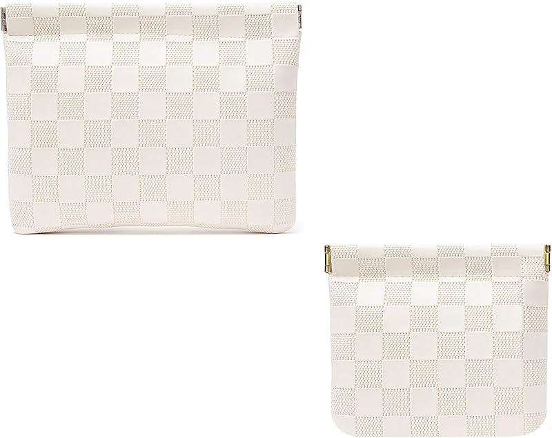 Necessaire de maquiagem HIGH FIT em couro sintético, branca, grande e pequena, sem zíper, Modelo 0064
