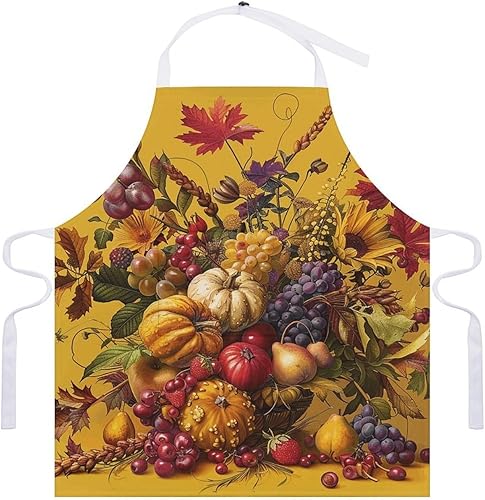 Miniatura 7 de MUSM Apron for Adults - 27.6 X 31.5 Inch, Heavy-Duty Polyester Aprons with Two Large Pockets, Waterproof Pale Yellow Flowers Kitchen Apron for