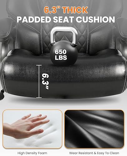 Miniatura 6 de BOSMILLER Silla de oficina grande y alta de 650 libras para personas pesadas con soporte lumbar ajustable, cómoda silla de oficina ejecutiva