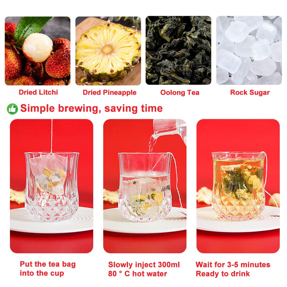 Plant Gift Litchi Oolong Tea Bags 5.29oz (3g*50bags), té oolong, piña seca, litchi seco, natural puro de china, té mixto saludable, combinación de té de flores 150g 荔枝乌龙茶