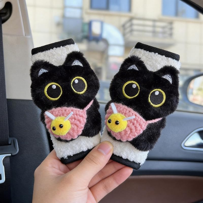Almofada de Cinto de Segurança em Pelúcia Curta Zigihos com Fecho de Velcro Rosa – 2 unidades