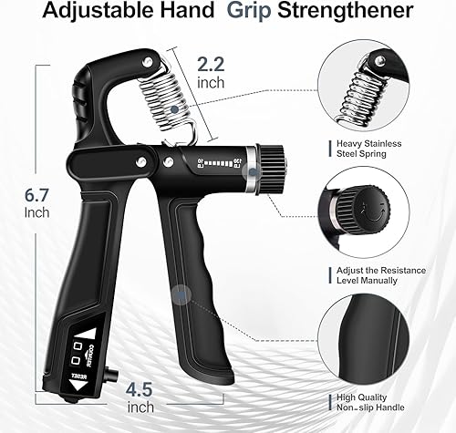 Miniatura 3 de Kits de entrenamiento de fuerza de agarre (paquete de 5), fortalecedor de antebrazo con resistencia ajustable, probador de fuerza de agarre,