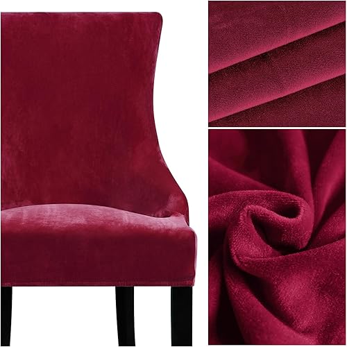 Vista 90 de Lellen Funda elástica para silla con respaldo de ala, funda reutilizable para silla lateral con respaldo de ala, fundas para sillas de comedor, 02