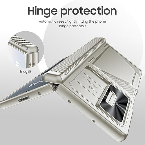 Miniatura 10 de Funda para Samsung Galaxy Z Fold 6 con tarjetero con bloqueo RFID y soporte para bolígrafo S y cubierta de cámara deslizante y protección de bisagra