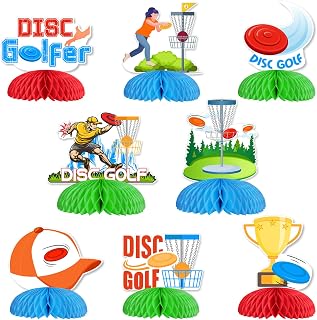 Disc Golf Party Decorations 8Pcs Disc Golf Honeycomb Centerpieces Colorful Disc Golfer Table Toppers Sports Themed Table Decorations for Birthday Party Retirement Party Baby Shower Supplies
