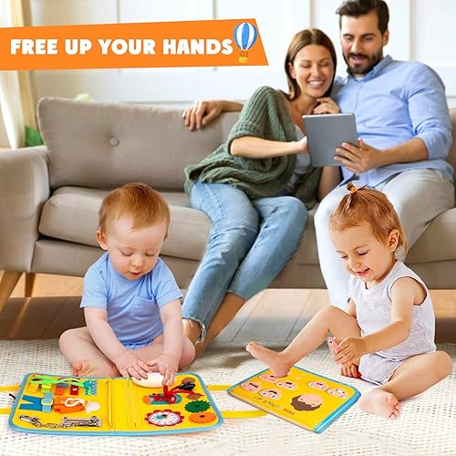 Miniatura 5 de OAKJAR Tablero de actividades, juguetes Montessori para niños pequeños, juguete sensorial para aprender habilidades motoras finas, tablero sensorial