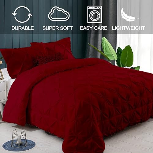 Miniatura 5 de Juego de edredón alternativo para todas las estaciones, 4 piezas, 100% algodón orgánico 1000TC, tamaño matrimonial XL (88 x 92 pulgadas), 600 GSM,