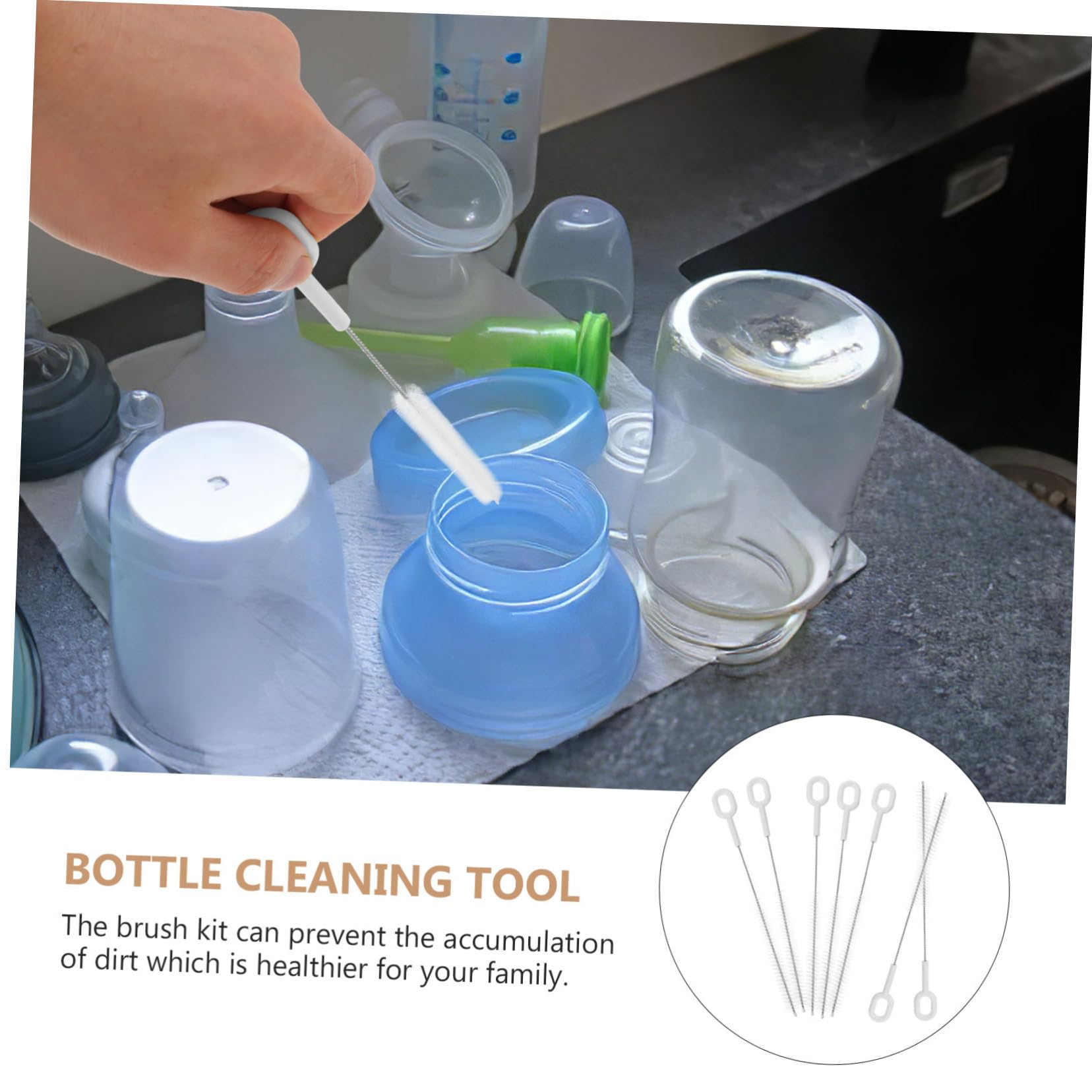 HEMOTON Bottle Brush Cleaner Baby Straw Cleaner Brush Set for Tea Infusers Water Bottles