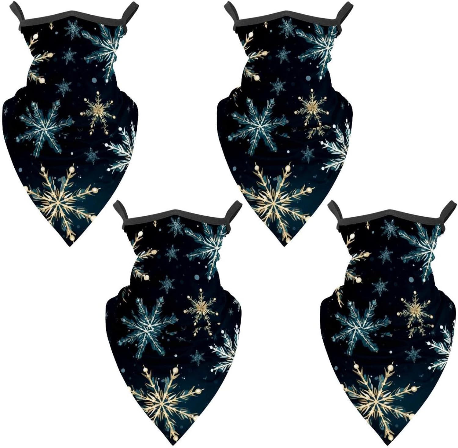 4 Pieces Christmas Snow Neck Gaiter Bandana Face Mask, Sun Cooling Scarf Gator Cover Head for Men Women