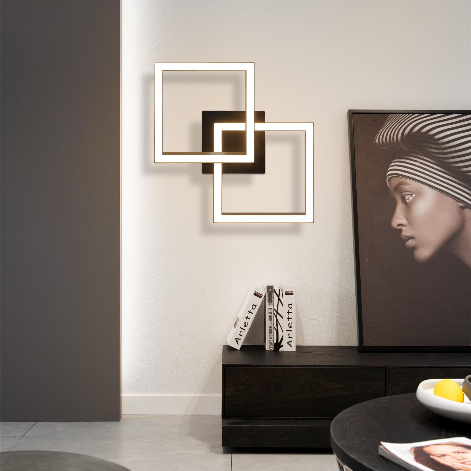 Homefire lampara de techo LED para cocina 24W negra 2ER | lamparas techo salon diseño moderno plafon led techo cocina 3000K lampara techo dormitorio angular para pasillo habitacion