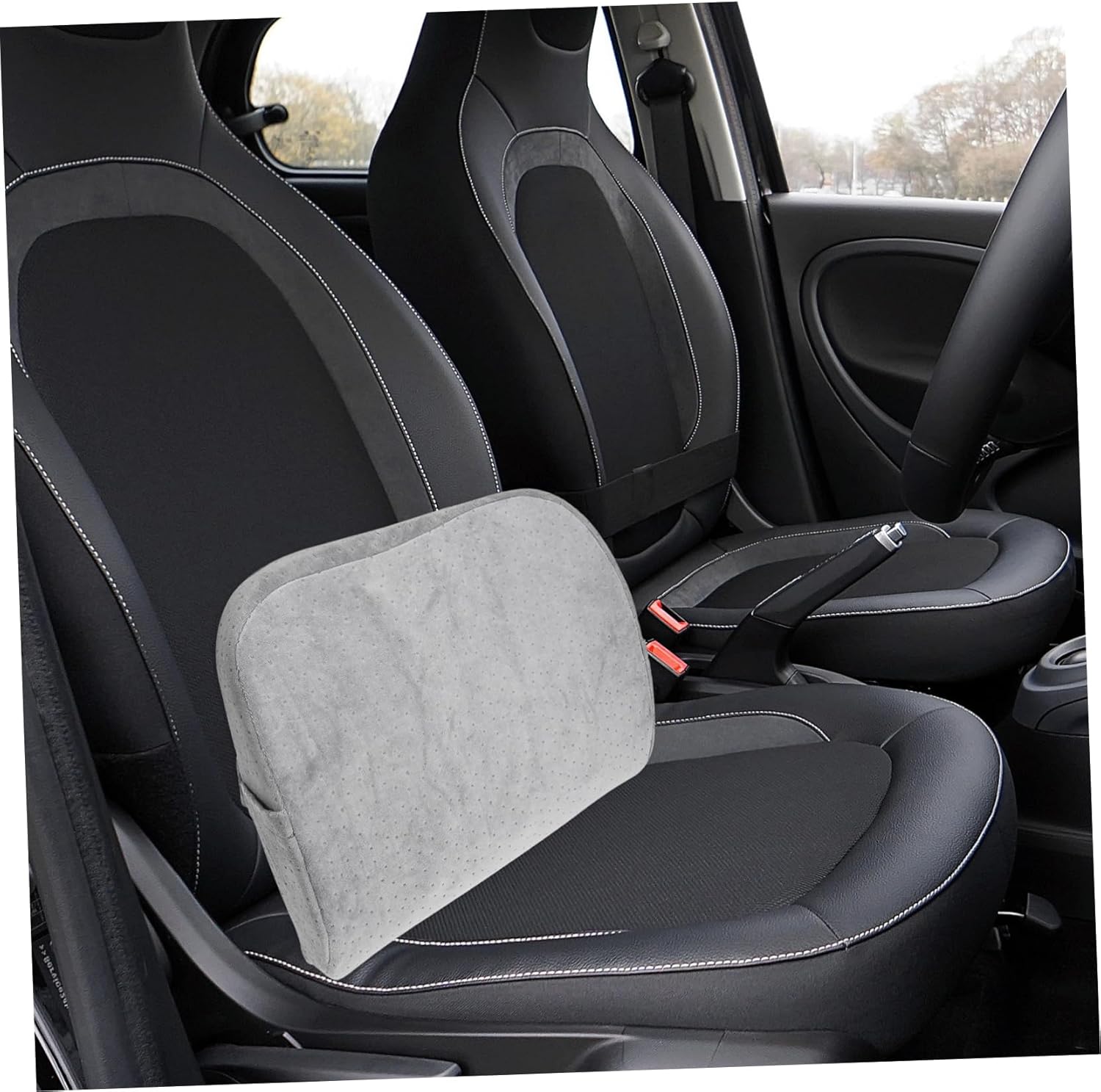 Comfortable Lumbar Cushion for Car Office Memory Foam Waist Support Pillow for Lower Back Pain Relief Ergonomic Design for Long Sitting Gray Color