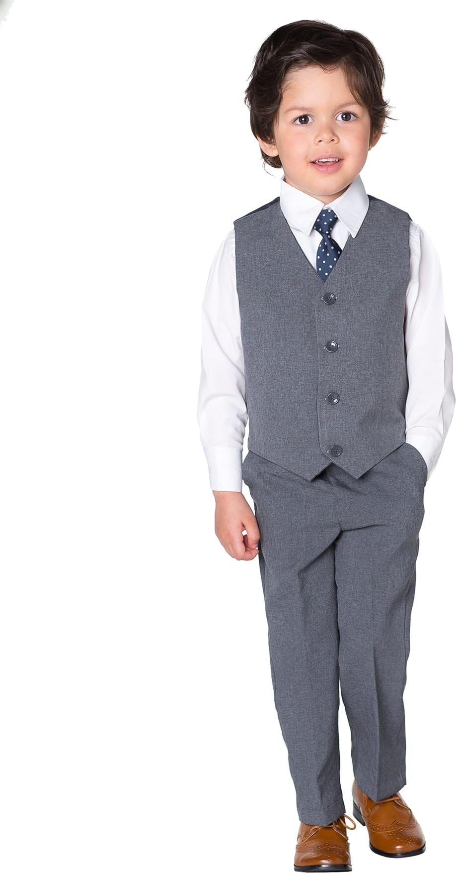 Shiny Penny, Boys Grey Suit, Boys Waistcoat Suit, Page Boy Suits, 3-6 Months - 8 Years