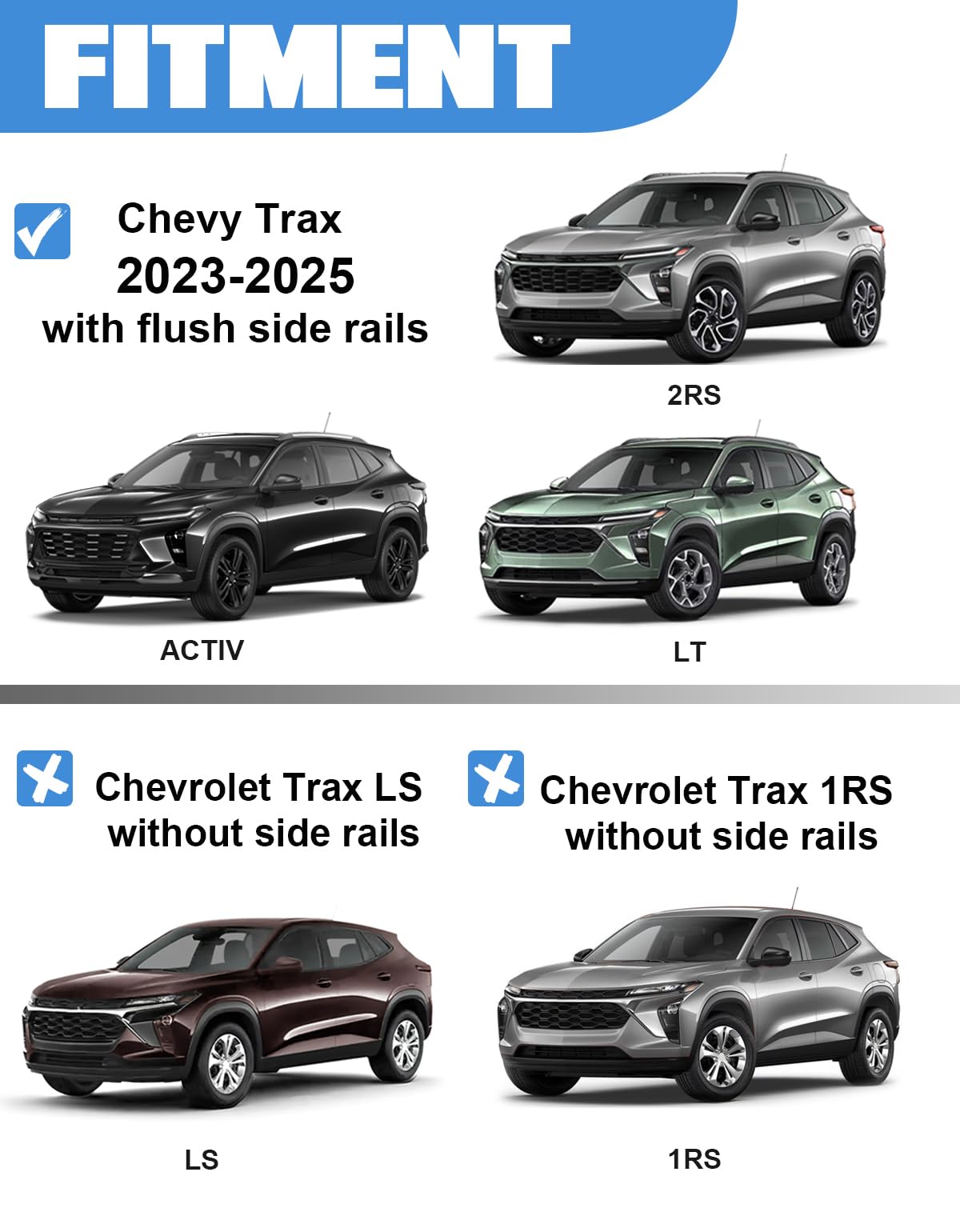 FengYu Roof Rack Cross Bars 220lbs Compatible with Chevy Chevrolet Trax 2RS ACTIV LT 2023 2024 2025 2026, Aluminum Heavy Duty Roof Rails Crossbars Rooftop Cargo Bars Black Luggage Racks Carrier Black