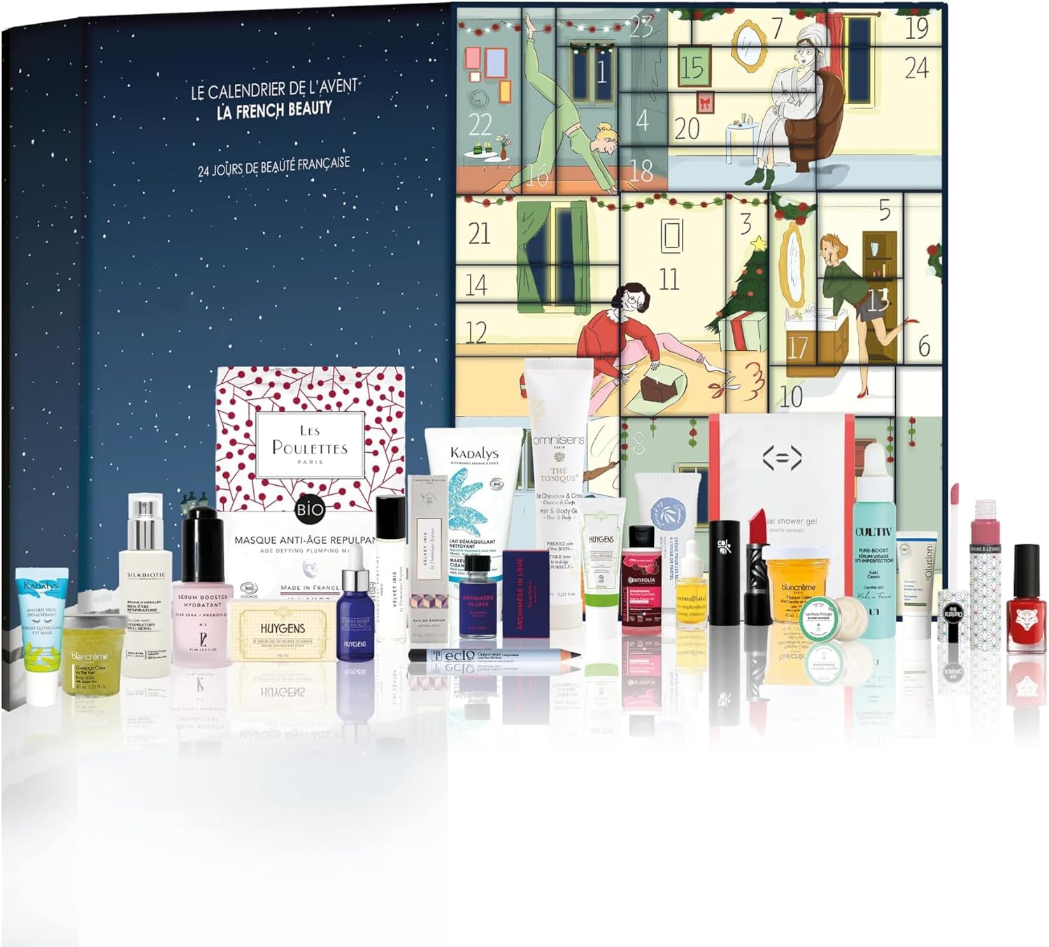 Zestaw upominkowy Beauty – 24 francuskie produkty kosmetyczne do twarzy, ciała i włosów oraz perfum i makijażu – 20 marek – wartość 392 € – wyprodukowano we Francji