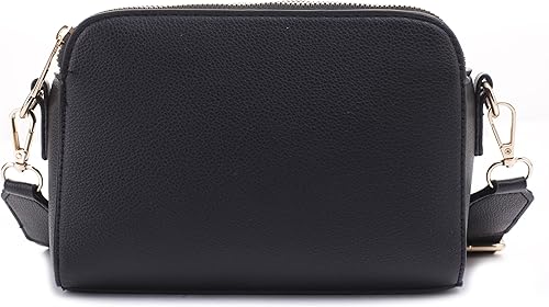 Miniatura 2 de EVVE Bolsos cruzados para mujer, bolso cruzado pequeño de moda con triple cremallera para cámara con correa ancha para guitarra