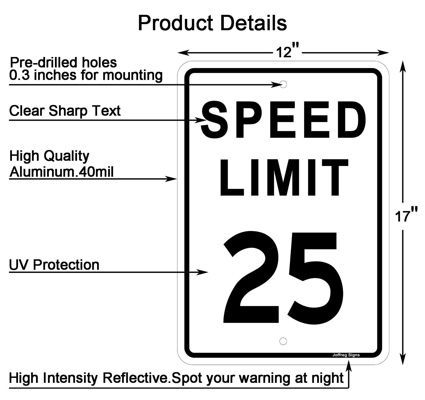Blасk Frіdау - 60% оƒƒ Joffreg 2 Pack Speed Limit 25 MPH Sign,17 x12 Inches,Reflective Aluminum