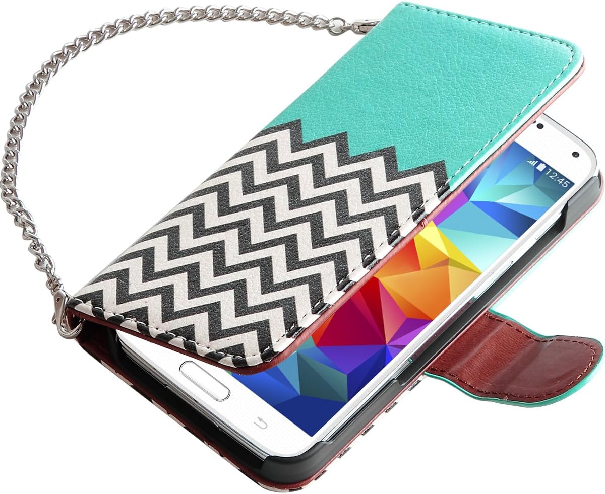 ULAK Galaxy S5 Case, Premium Synthetic Leather Wallet Case Stand Feature Magnet Flip Cover for Samsung Galaxy SV I9600 with Built-in Credit Card/ID Card Slots (Follow The Sky)