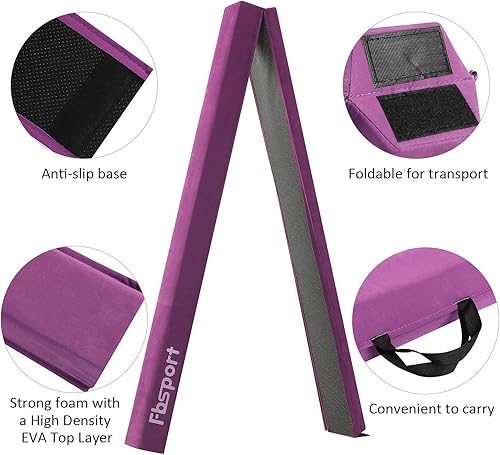 Miniatura 5 de FBSPORT Haz de equilibrio de 8 pies9 pies10 pies equipo de gimnasia plegable para niños y adultos, base de goma antideslizante, viga de gimnasia