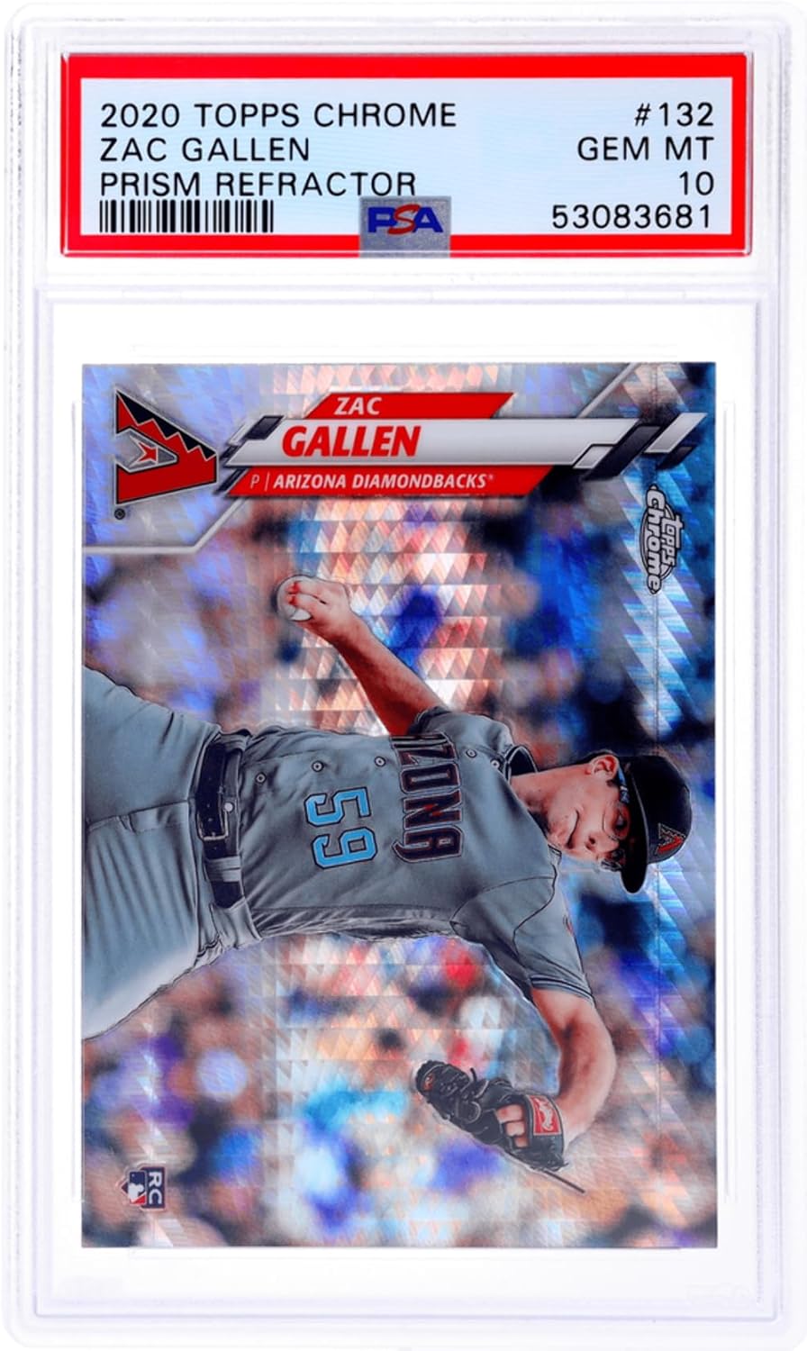 Graded 2020 Topps Chrome Zac Gallen #132 Prism Refractor Rookie RC Baseball Card PSA 10 Gem Mint