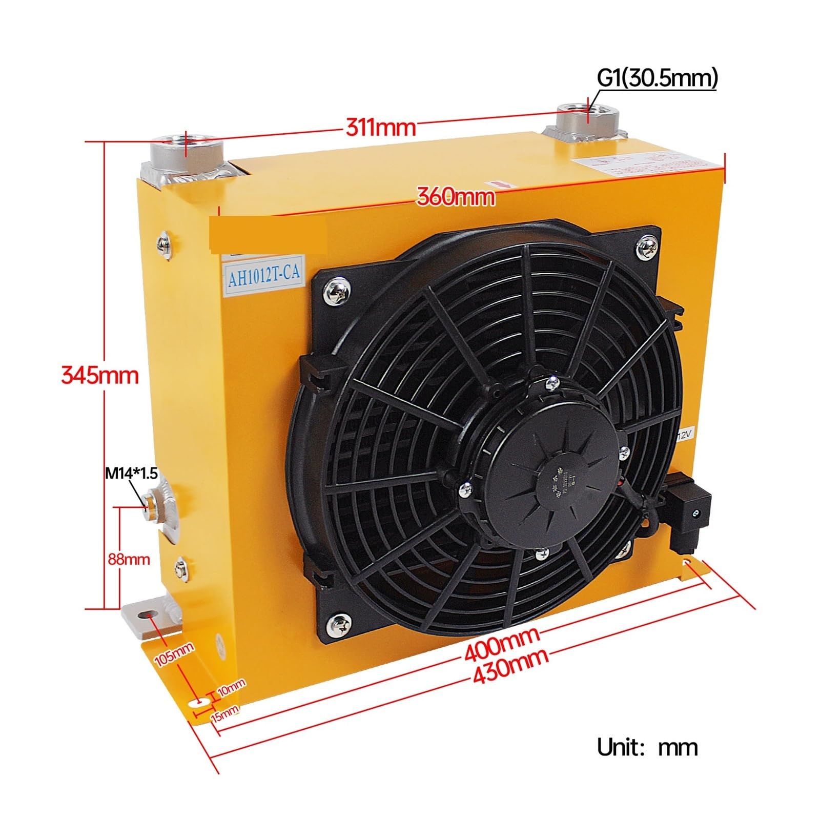 Intercambiador de calor aceite for radiador AH1012T-CA (flujo 100 l/min), refrigerado por aire, con pasador placa for sistema hidráulico Bajo nivel de ruido(AC220)