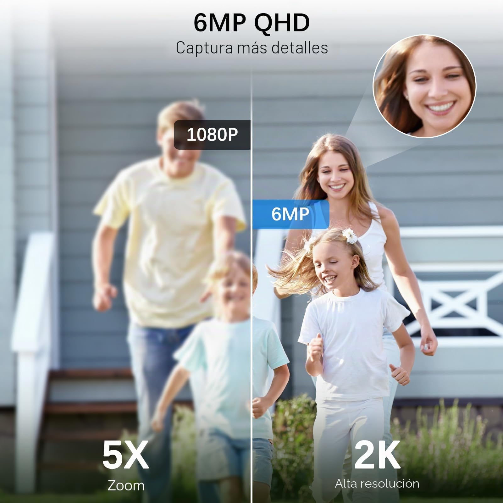 4K cámara de vigilancia WiFi Exterior sin Hilos,4 CAM-Kit con estación de hogar/Almacenamiento Local 32G/cámara Solar,Seguridad en casa PTZ a 360 °,Visión, Audio bidireccional, Monitoreo automático
