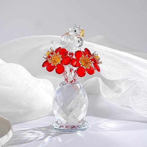 Miniatura 6 de Figura de flor de cristal con diseño de pájaro y no te olvides, 3 x 4 pulgadas, adornos coleccionables para decoración del hogar, centro de mesa,