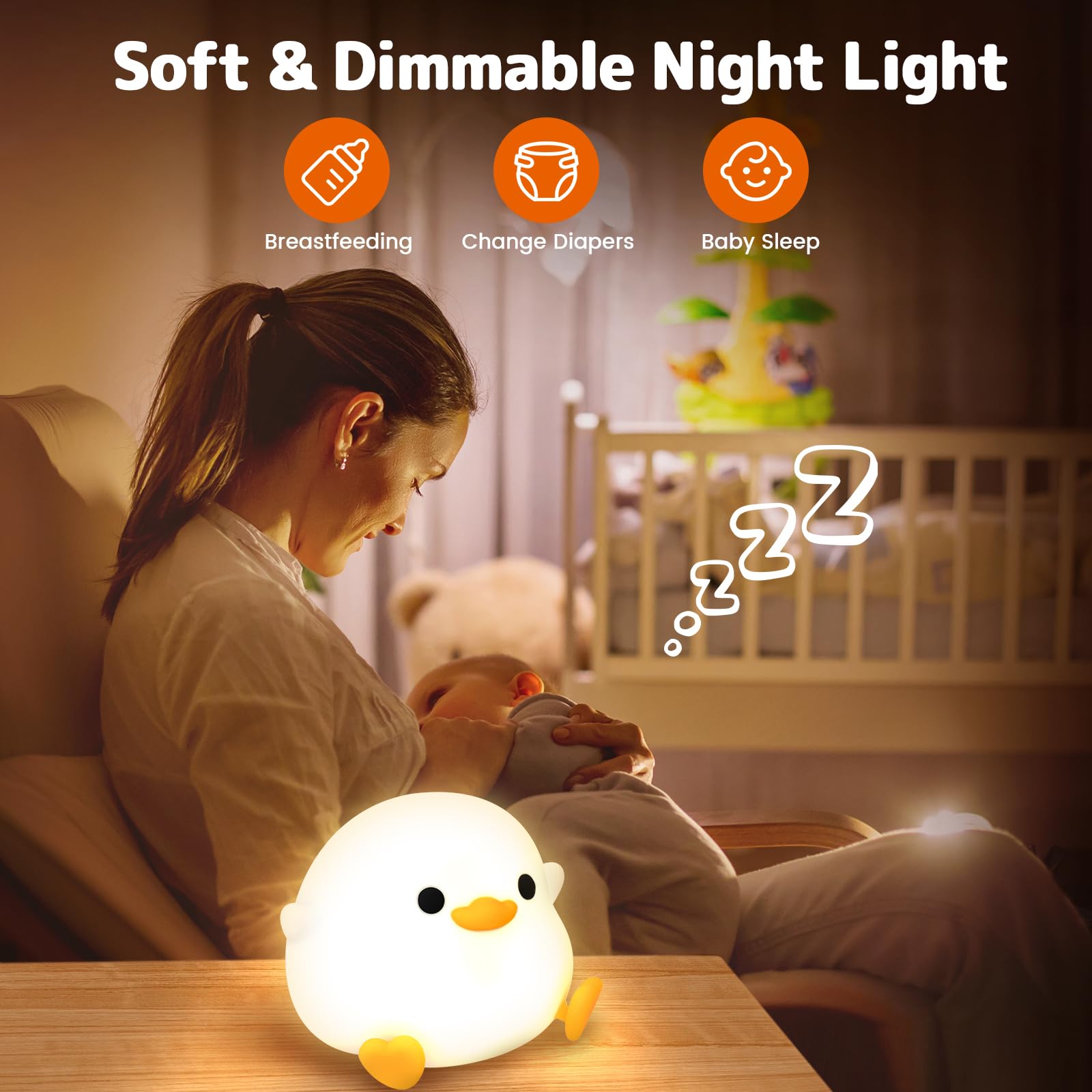 UCAMP Luz Nocturna Infantil,Silicona Luz Quitamiedos con Temporizador y Control Táctil,Luz de Noche recargable por USB para Niños,Luz Nocturna Bebé Silicona con Decoración de la Habitación