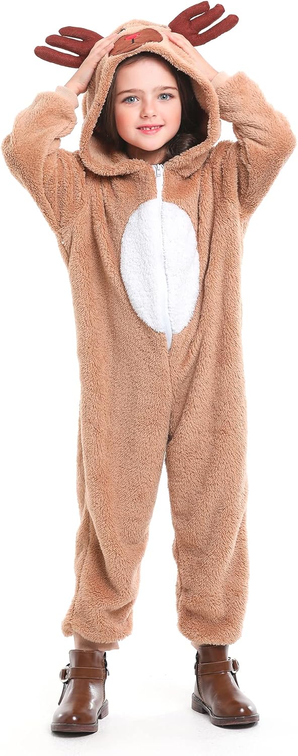 Gomukot Kids Reindeer Costume Christmas Deer Romper Jumpsuit for Boys and Girls One Piece Outfit
