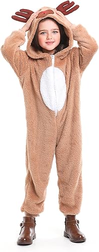 Disfraz de reno para niños Gomukot, mameluco navideño de ciervo para niños y niñas, traje de una pieza para niños y niñas