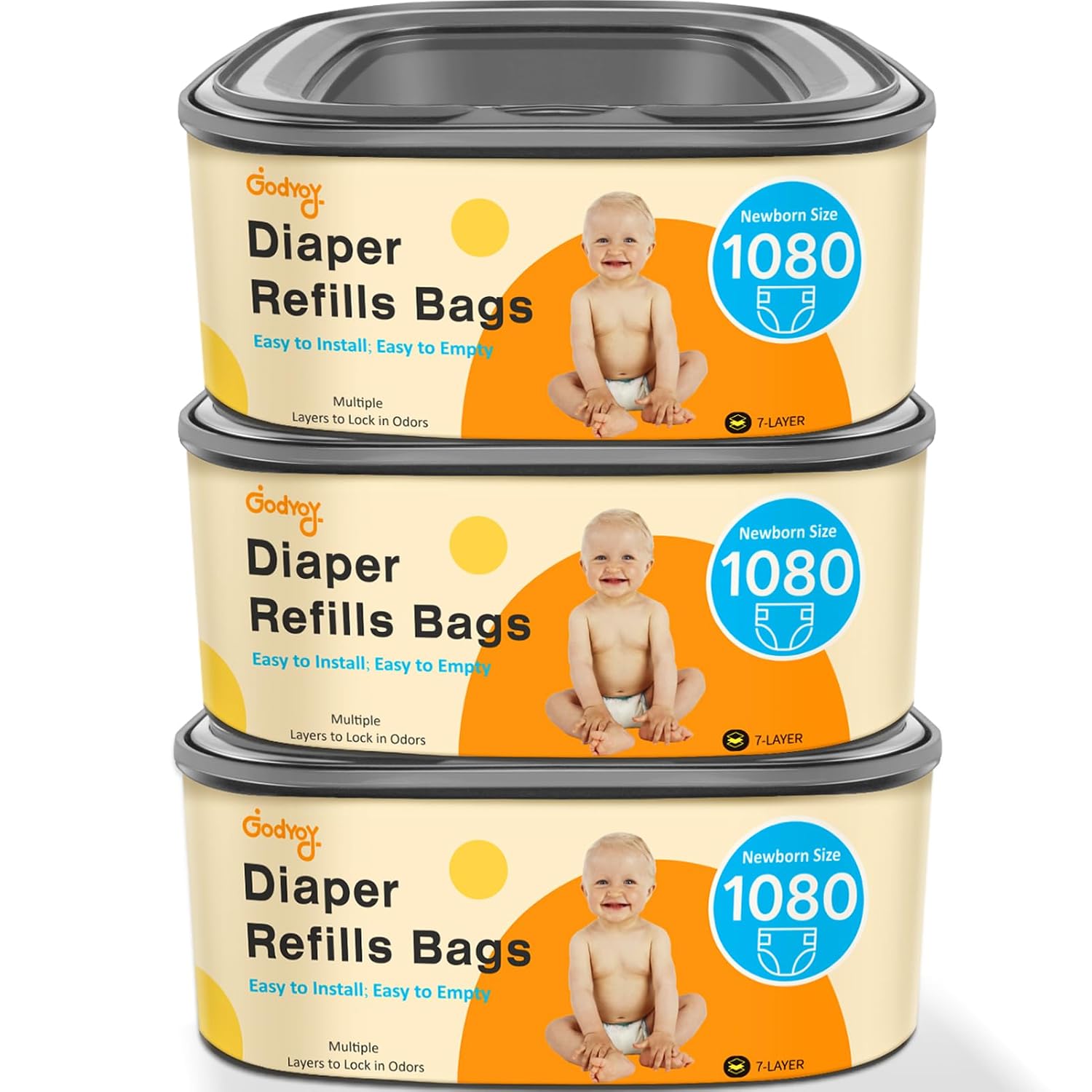 Jumbo Square Diaper Bags Fits Diaper Genie Classic,Compact,Select