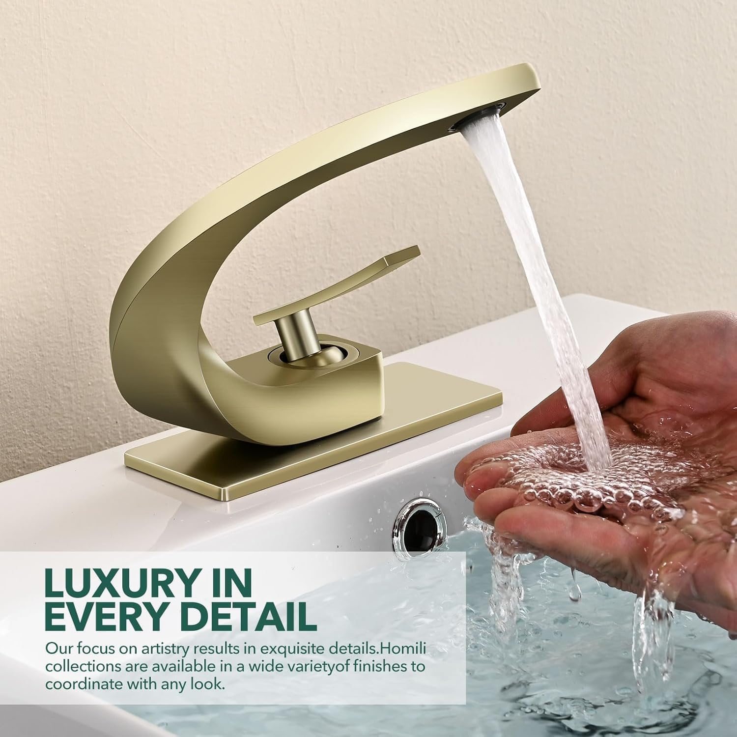 Brushed Gold Bathroom Sink Faucet, Single Handle Vanity Faucet for Bathroom Sink,Homili 1 or 3 Holes Lavatory Basin Faucets Solid Brass(Bubbler Spout, Brushed Gold) (Brushed Gold)
