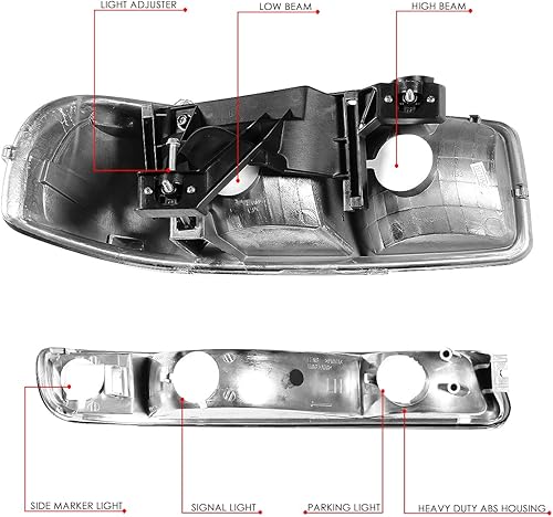 Vista 6 de DNA MOTORING HL-OH-SIE994P-CH-CL1 - Faros delanteros de esquina transparente con carcasa cromada compatibles con Sierra 99-07 / 00-06 Yukon XL 1500
