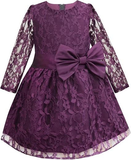 A.T.U.N. (All Things UBER Nice) Girls Fit and Flare Knee Length Double Bow Dress for Party, Birthday and Special Occasion