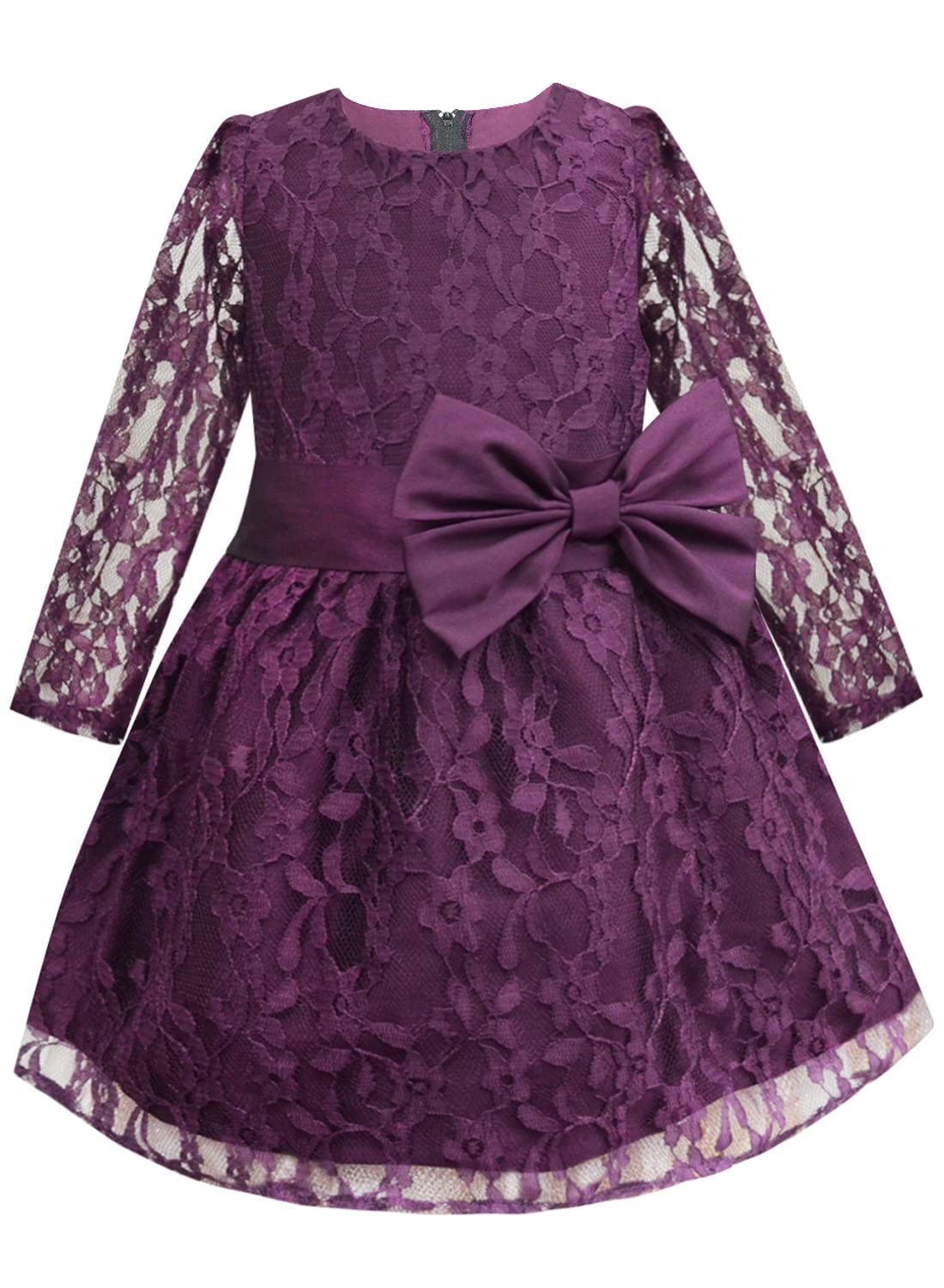 A.T.U.N. (All Things UBER Nice) Girls Fit and Flare Knee Length Double Bow Dress for Party, Birthday and Special Occasion