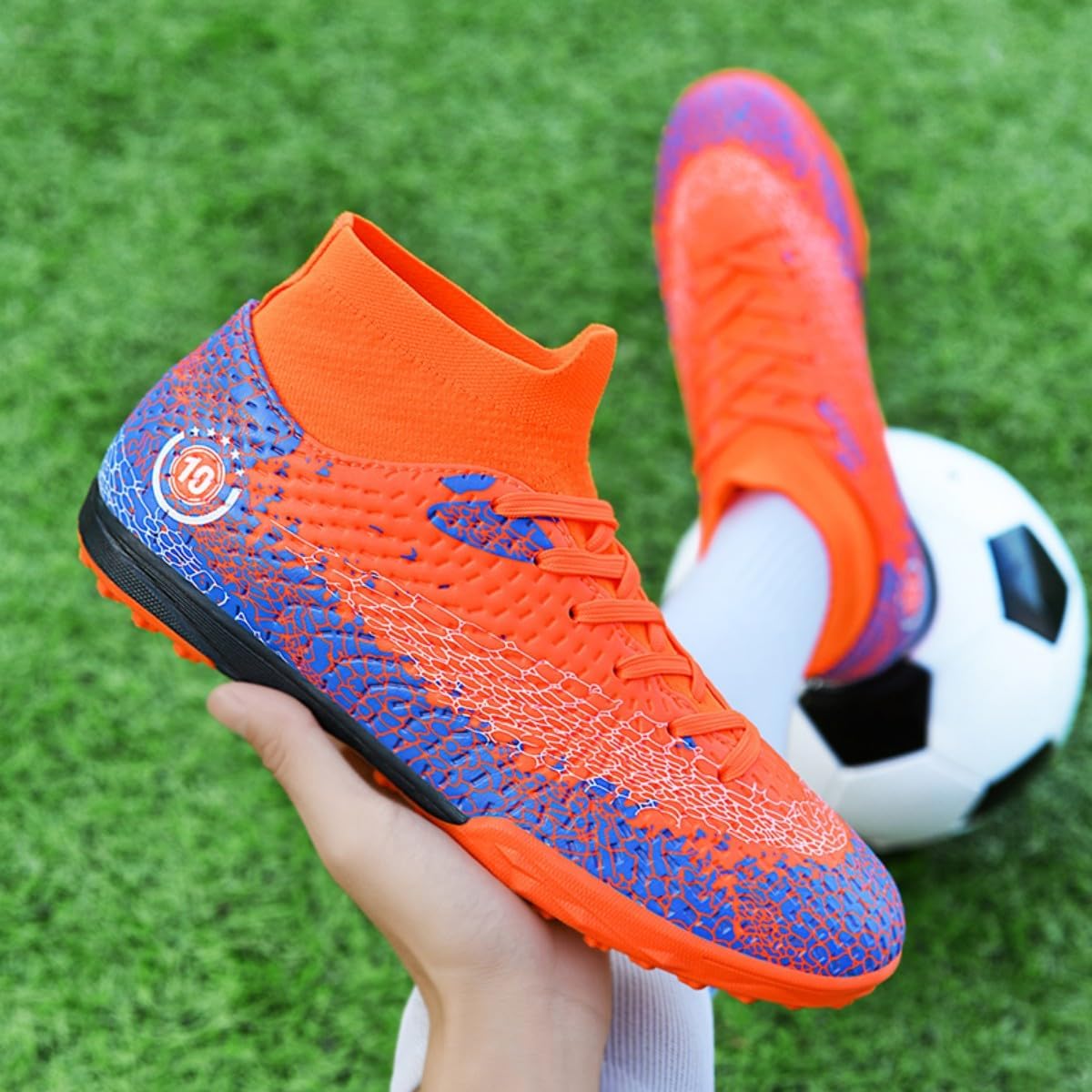Soccer Cleats for Youth Breathable: Football Shoes Lightweight for Indoor Outdoor Big Kids’ Soccer Matches - Junior Soccer Sneakers Gold-Plated for Training Black