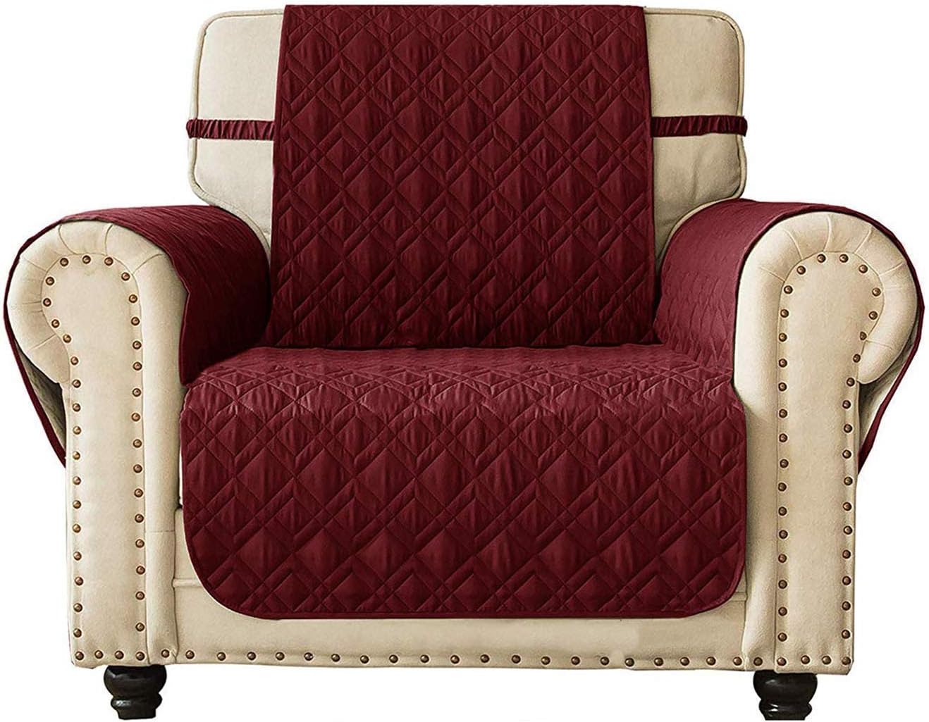 Ameritex Waterproof Nonslip Chair Cover for Leather, Dog Chair Cover Furniture Protector, Ideal Chair Slipcovers for Pets and Kids, Stay in Place (23", Burgundy)
