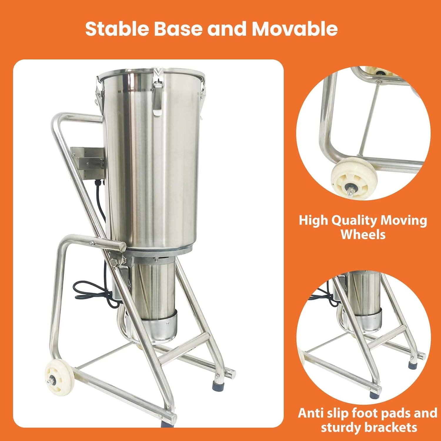 32L Commercial Meat Food Processor Machine, 1800W Stainless Steel Electric Vegetable Blender Cutter Meatball Beater Grinder 1400r/min with Tiltable Bowl for Fruits Ginger Garlic Peanut