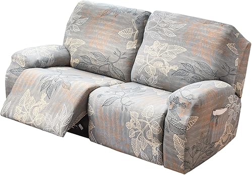 HAOYONG Funda reclinable para sofá biplaza, 6 piezas, fundas elásticas para sofá reclinable con bolsillo, funda de sofá biplaza reclinable