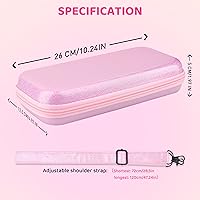 Vista 6 de GLDRAM Pink Travel Case for Nintendo Switch OLED & Accessories, Portable Carrying Case with Clear Glitter Dockable Switch OLED Protective Skin