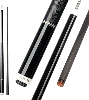 KONLLEN Carbon Fiber Pool Cue Stick Handmade Inlay Cue (Inlay Ring, Carbon Technology Low Deflection Billiard Cue Stick, Ebony Butt, 12.5mm,147cm)