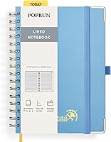 Vista 10 de POPRUN Lined Spiral Journal Notebook for Women & Men, 7-1/4" x 9-1/2", 220 Numbered Pages, College Ruled Hardcover Notebook for Work, Journals for