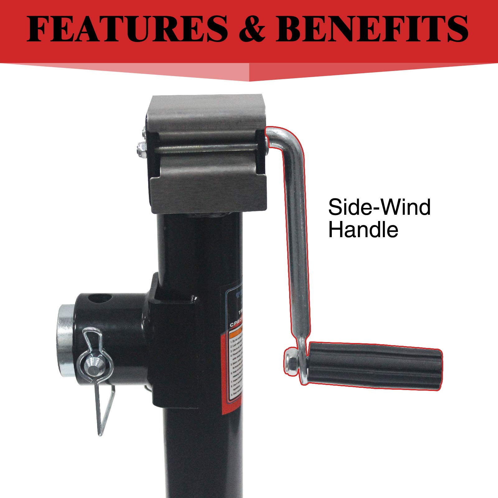 TYT Brands Side Wind WeldOn PipeMount Swivel Trailer Jack 5000 lbs, 10 Inches Vertical Travel