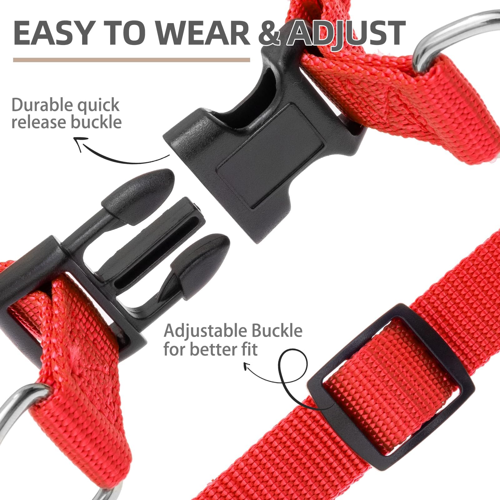 PUPTECK Step-in Dog Harness Medium Dog, Anti Pull Adjustable Dog Halter Easy Control for Walking, Red - Image 4