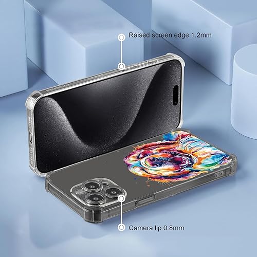 Vista 557 de Roemary Funda púrpura para iPhone 14 Pro Max con diseño de caballo azul, patrón de acuarela con protector de pantalla